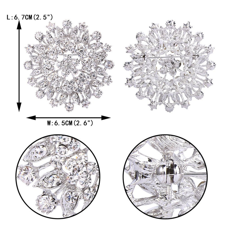 [Australia] - EVER FAITH Women's Austrian Crystal Elegant Flower Leaf Bridal Corsage Brooch Pin Clear Silver-Tone 