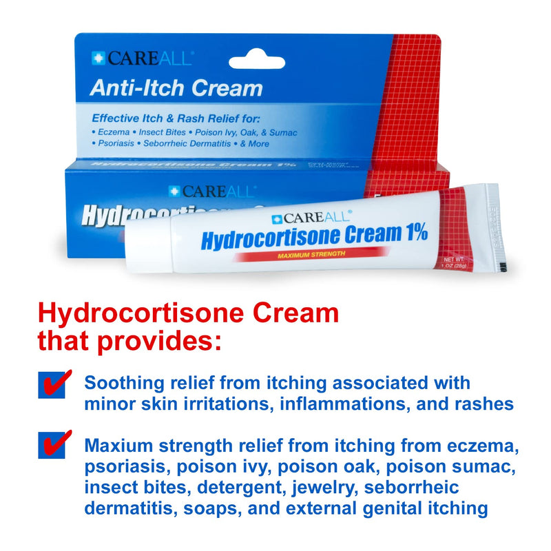 [Australia] - (3 Pack) CareALL 1% Hydrocortisone Cream, 1oz Tube, Maximum Strength Formulation, Relieves Itching and Redness, Compare to Active Ingredient of Leading Brand. 1 Ounce (Pack of 3) 
