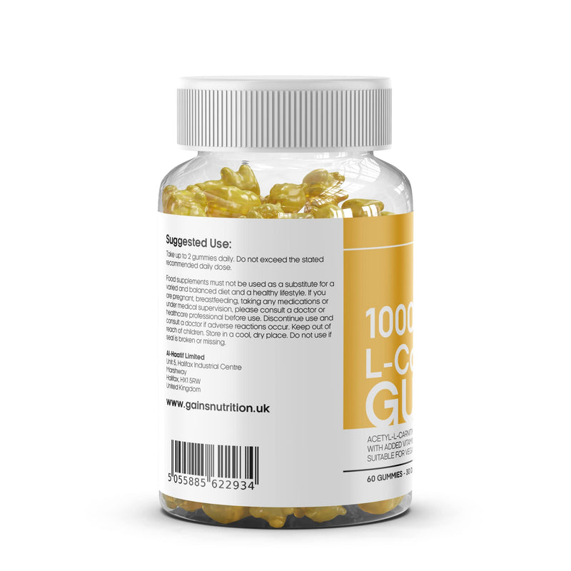 [Australia] - Acetyl L-Carnitine Gummies for Men & Women - 1000mg Acetyl L Carnitine Per Serving with Ashwagandha, Vitamins B6, B12 - Natural Mango Flavoured, Suitable for Vegans 