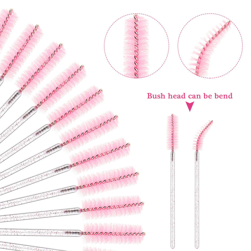 [Australia] - 24 Pieces Plastic Eyelash Extension Tweezers False Eyelash Applicator Tool Eyelash Auxiliary Clip and 100 Pieces Eyelash Brush Mascara Wands Applicator for Eyelash Application (Pink) Pink 