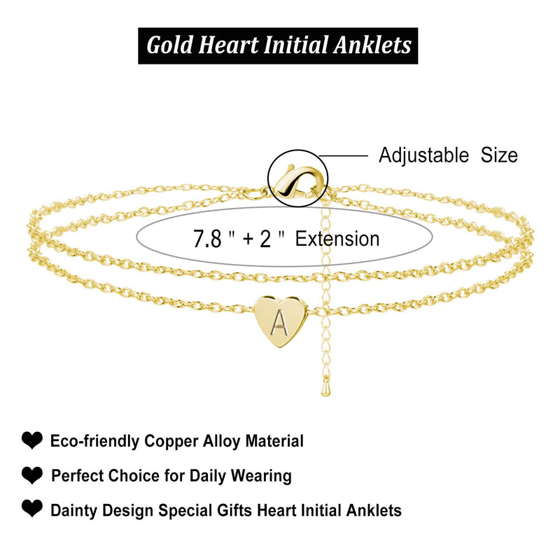 [Australia] - Dcfywl731 Heart Initial Ankle Bracelets for Women,Handmade Dainty Layered Anklet 26 Letter Initial Anklets Gold Anklets Bracelets for Girls Beach Foot Jewelry Gifts Belief 