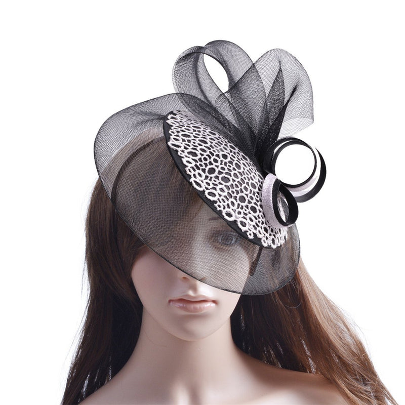 [Australia] - Lawliet Womens Sinamay Veil Netting Ascot Fascinator Cocktail Party Hat T244 White 