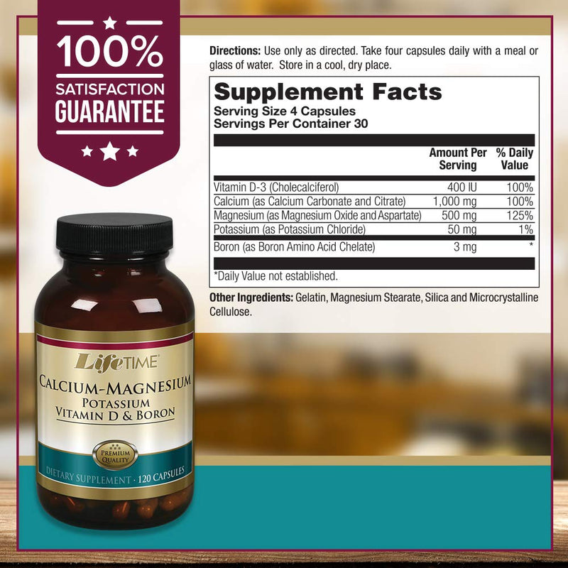 [Australia] - Lifetime Calcium Magnesium Potassium, Vitamin D & Boron | Support Bone & Muscle Health | Easy Absorption | 120 Capsules, 30 Servings 