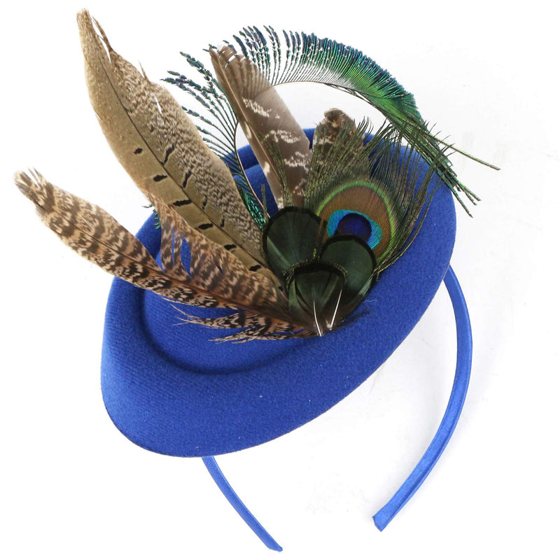 [Australia] - BABEYOND Fascinators Hat Derby Pillbox Hat Cocktail Tea Party Feather Headband Royal Blue 