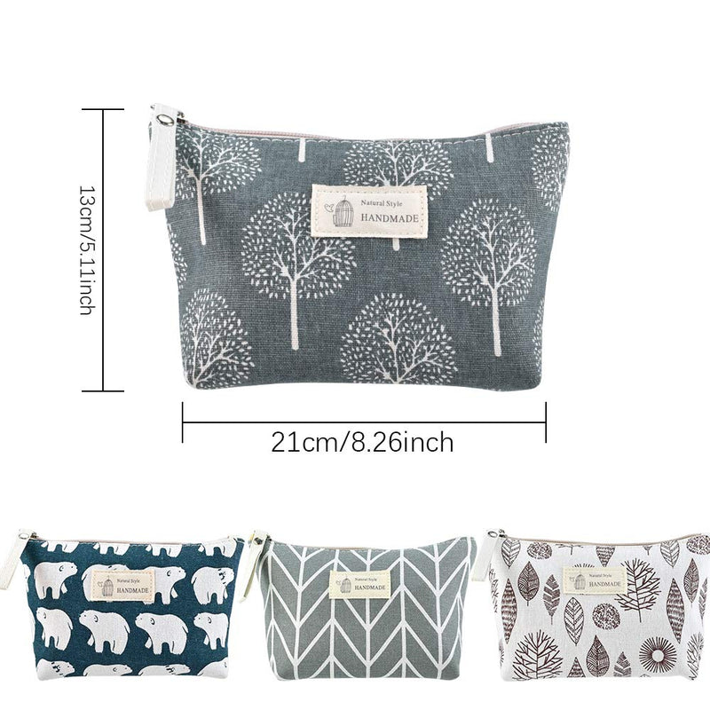 [Australia] - DKAF 2 Pcs Printed Canvas Cosmetic Bag, Multi-Function Travel Cosmetic Bag Coin Purse Holder Bags Pencil Packet Large-Capacity Toiletry Bags-B B 