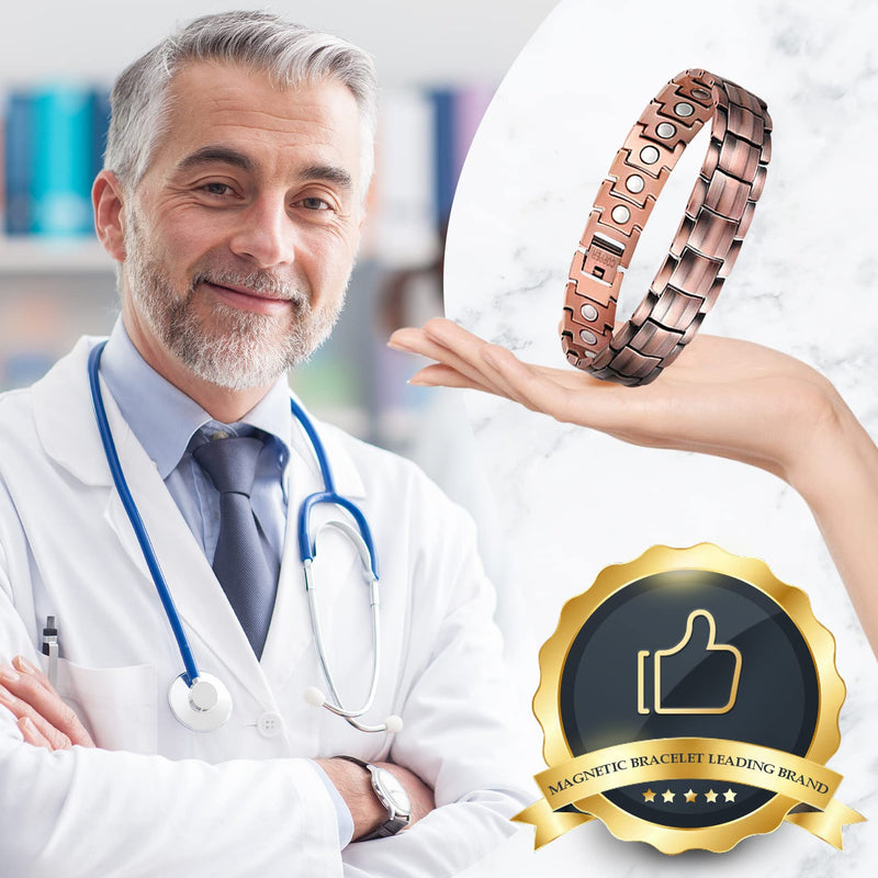 [Australia] - Jeracol Magnetic Bracelet for Men Solid Copper Magnetic Bracelets with Strong Magnets Wristband Adjustable Magnetic Brazaletes with Remove Tool & Jewellry Gift Box A-Copper 
