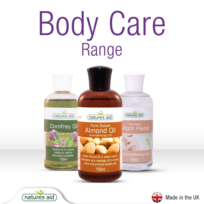 [Australia] - Natures Aid Almond Oil, Pure, Sweet Almond Oil, Massage Oil, Suited to Dry, Sensitive Skin, 150 ml (Pack of 1) 