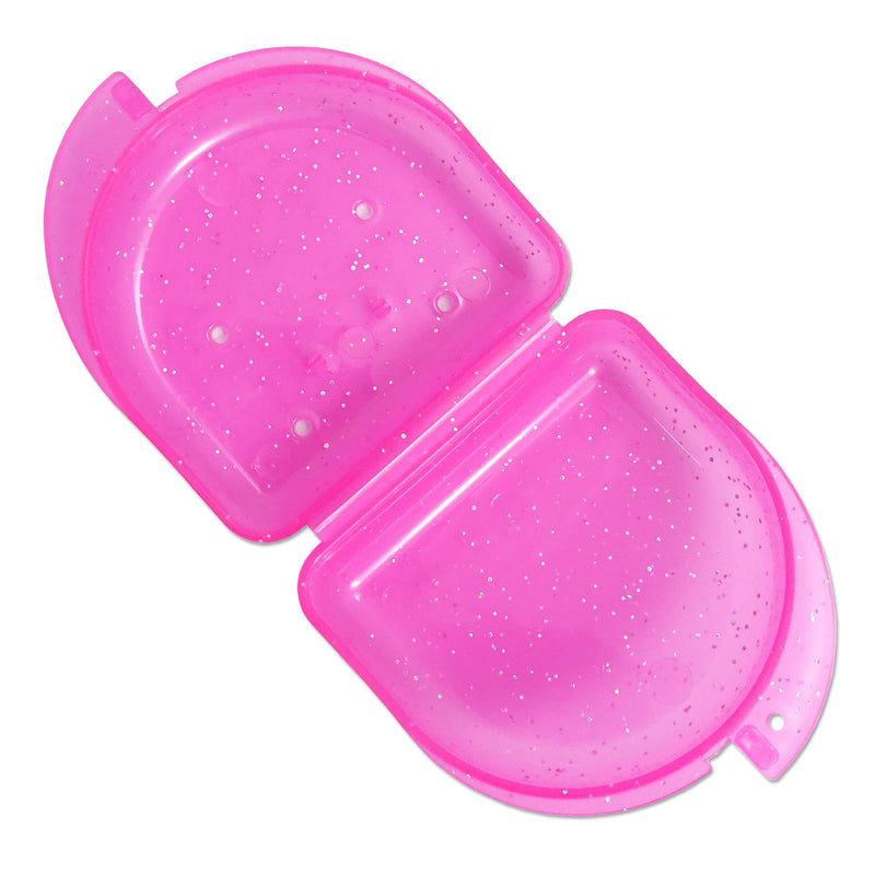 [Australia] - 2 x Gum Shield Case - Mouthguard Box for Ortho Retainers, Sports Dental Appliances, Dentures & More (Glitter Blue & Glitter Pink) Glitter Blue & Glitter Pink 