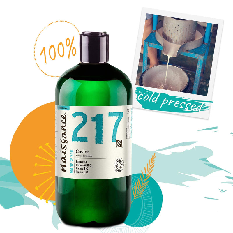 [Australia] - Naissance Certified Organic Castor Oil (no. 217) 500ml ‚Äì 100% Pure, Cold Pressed , Unrefined ‚Äì For Eyelashes, Hair, Eyebrows, Beard Growth, Nails, Skin, Massage ‚Äì Natural, Vegan, Hexane Free, No GMO 