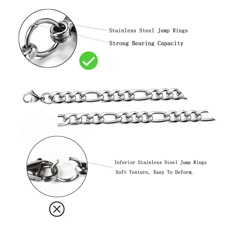 [Australia] - 16 Inches To 30 Inches Figaro Chain Necklace 4MM To 8.5MM Stainless Steel Figaro Link Chain for Men Women 16.0 Inches 4mm wide 1pcs 