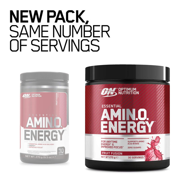 [Australia] - Optimum Nutrition Amino Energy Pre Workout Powder, Energy Drink with Beta Alanine, Vitamin C, Caffeine and Amino Acids, Fruit Fusion, 30 Servings, 270 g, Packaging May Vary 