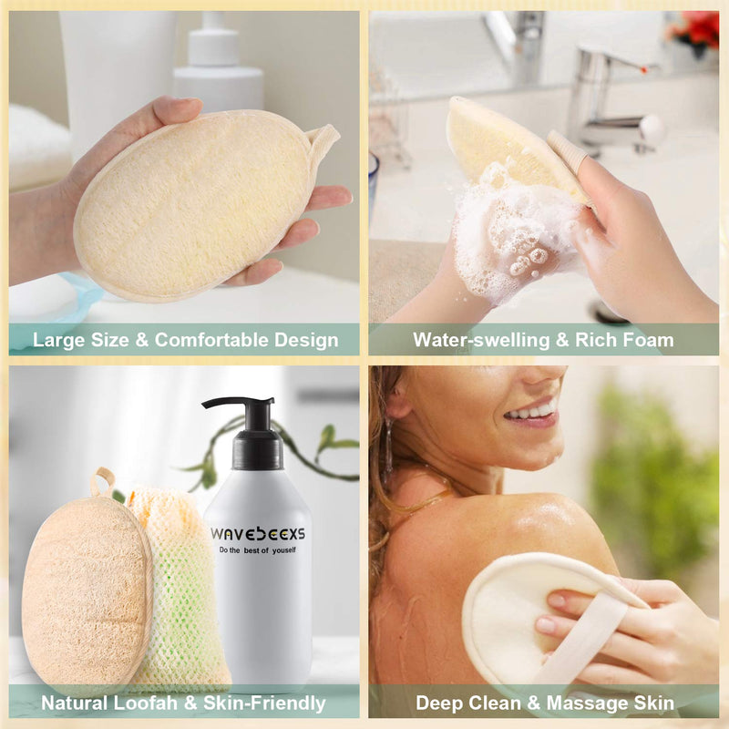 [Australia] - Natural Loofah Sponge Body Scrubber, Shower Loofah for Women and Men, Exfoliating Luffa Bath Sponge Pad Made with Eco-Friendly and Biodegradable, Help Naturally Exfoliates Dead Skin, Smooths Cellulite 2 PCS Loofah Sponge 
