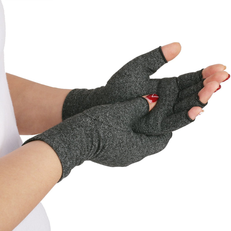 [Australia] - DISUPPO Arthritis Compression Gloves Relieve Pain from Rheumatoid, RSI,Carpal Tunnel, Hand Gloves Fingerless for Computer Typing and Dailywork, Support for Hands and Joints (L, Grey) Large (Pack of 1) 