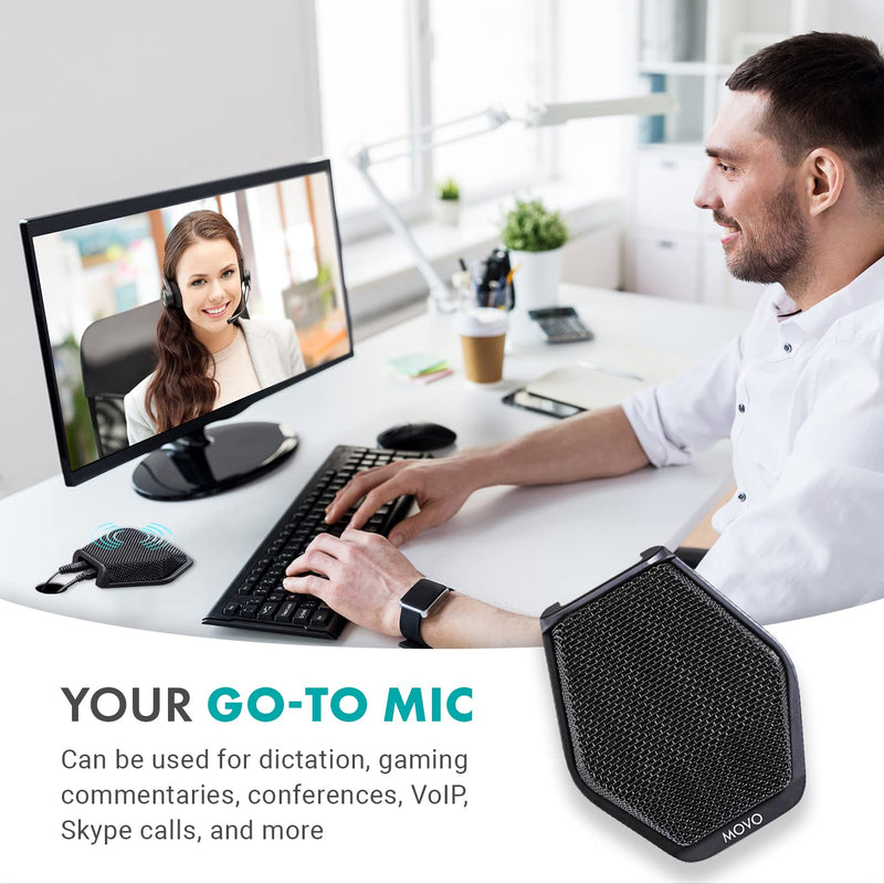 [Australia] - Movo MC1000 Conference USB Microphone for Computer Desktop and Laptop with 180° / 20' Long Pick up Range Compatible with Windows and Mac for Dictation, Recording, YouTube, Conference Call, Skype 