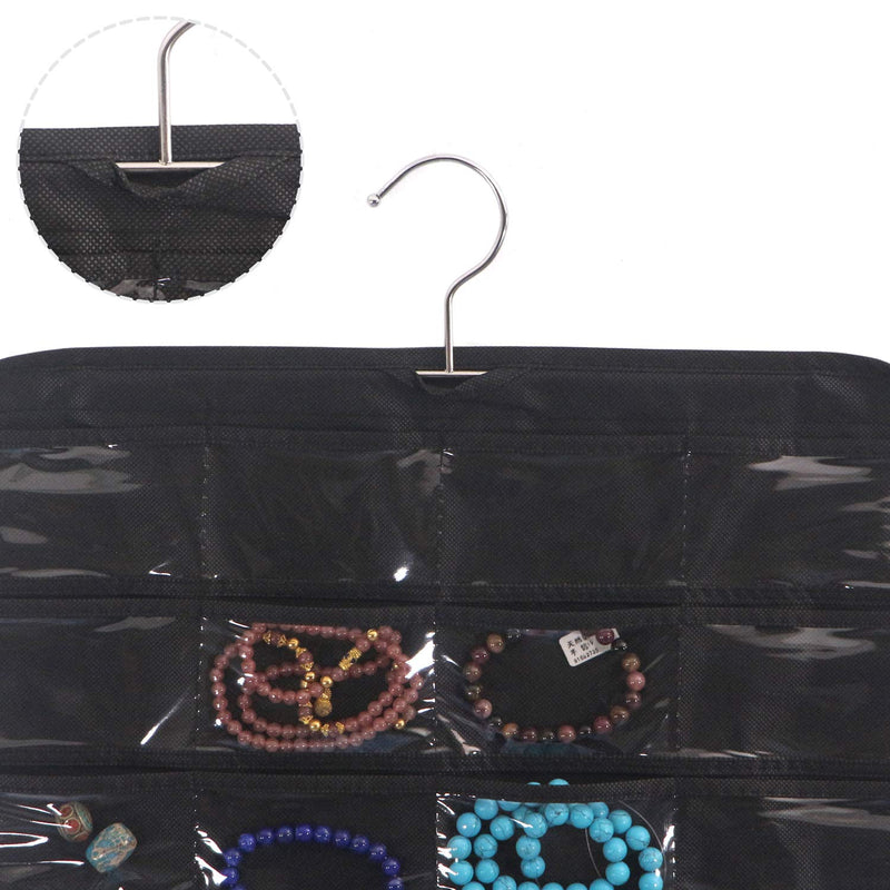 [Australia] - DIOMMELL 80 Pockets Hanging Jewelry Organizer for Women, Storage Bag for Earrings Necklace Bracelet Ring Accessory Display Holder Box Black 