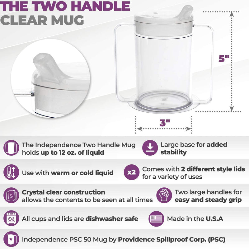 [Australia] - Providence Spillproof 12oz Adult Sippy Cup with Handles - Independence Sip Cups for Adults with Limited Mobility - Handicap Cups for Elderly Care - Made in the USA - PSC 50 - 3 Pack 3 Count (Pack of 1) 
