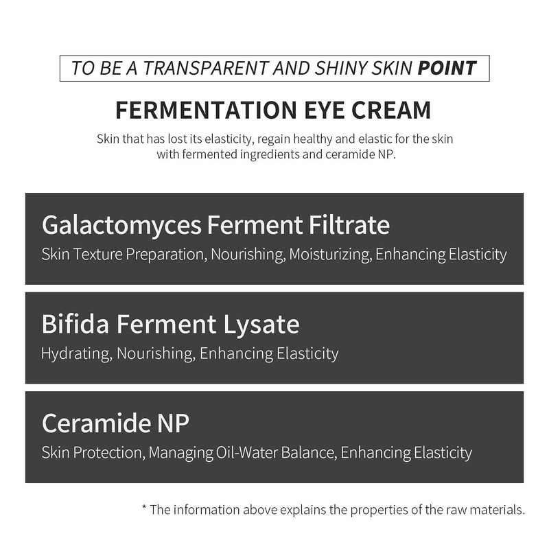 [Australia] - BENTON Fermentation Eye Cream 30g (1.05 oz.) - Galactomyces & Bifida Ferment Anti-Wrinkle Eye Treatment Cream, Dark Circles & Puffiness & Under Eye Bags 