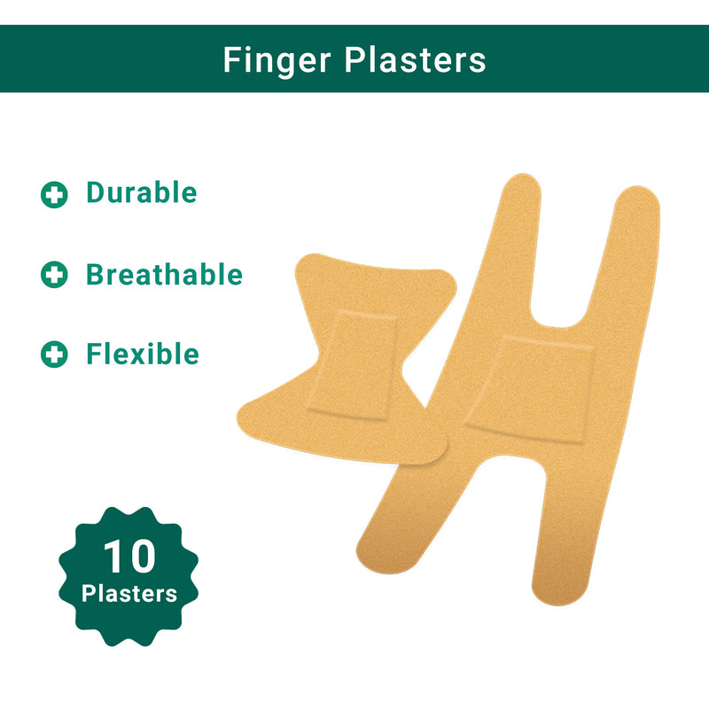 [Australia] - Finger Plasters – Pack of 10 - Flexible, Breathable and Durable – Shaped Fabric to fit fingertips and Knuckles 