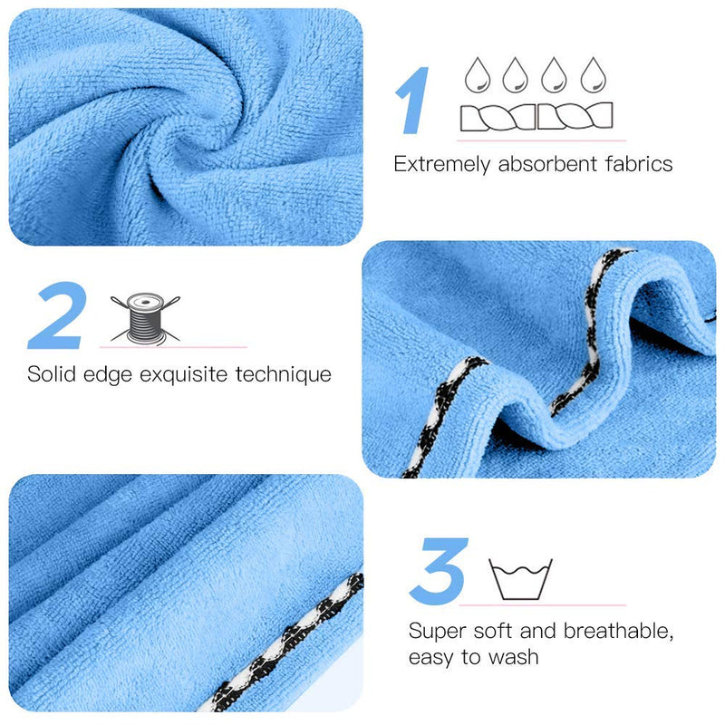 [Australia] - Microfiber Hair Drying Towels Wrap Hair Cap Towel Quick Drying Hair Towel Wrap Anti-frizz Quick Dry Head Turban for Long Thick & Curly Hair, Super Absorbent & Never Falls Off (Blue+Purple) Blue+purple 