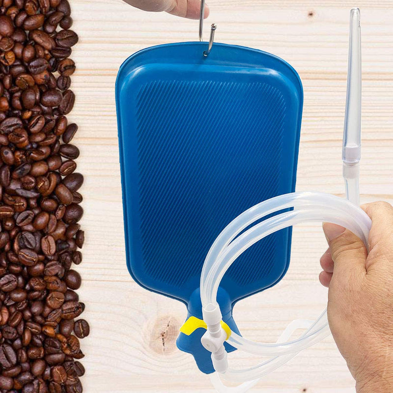 [Australia] - Smokitcen Enema Kit – 2L Enema Bag– 5.0ft. Long Silicone Hose – 5 Multi-Size Reusable Tips – Controlled Water Flow – for Colon Detox Cleanse Enemas 