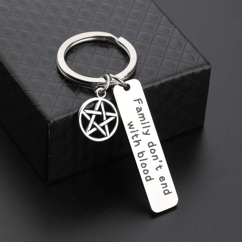 [Australia] - Lywjyb Birdgot Supernatural Inspired Gift SPN Jewelry Family Don't End with Blood Best Friend Keychain Supernatural Fans Gift Sam Dean Winchester Gift 