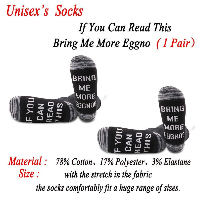 [Australia] - PYOUL 2 Pairs Eggnog Lover Socks Eggnog Gift If You Can Read This Bring Me More Eggnog Socks 