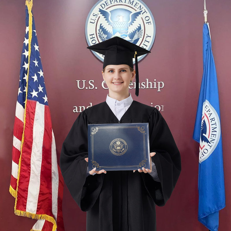 [Australia] - GraduatePro US Citizenship Certificate Holder 2022 Naturalization Padded Leatherette Cover with Golden Great Seal of The United States for American Gifts Faux Leather 