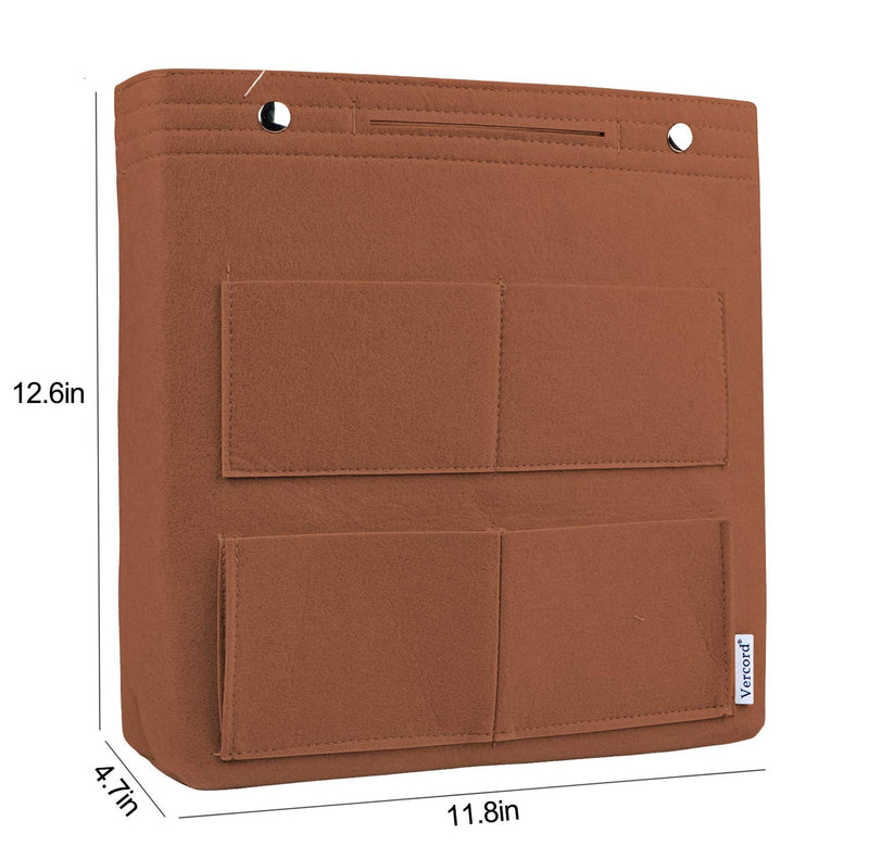 [Australia] - Vercord Felt Tall Long Purse Tote Backpack Bag Insert Organizer Inside for Women Brown 