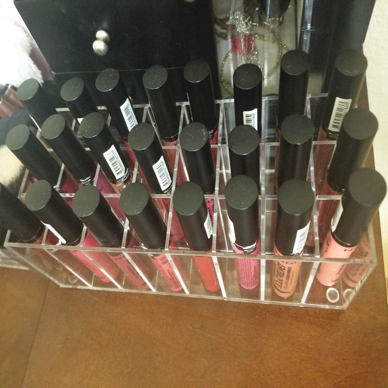 [Australia] - Acrylic Lip Gloss Holder Organizer, Lipstick Holder, 24 Slots Makeup Lip Gloss Lipstick Brushes Storage Display Case 