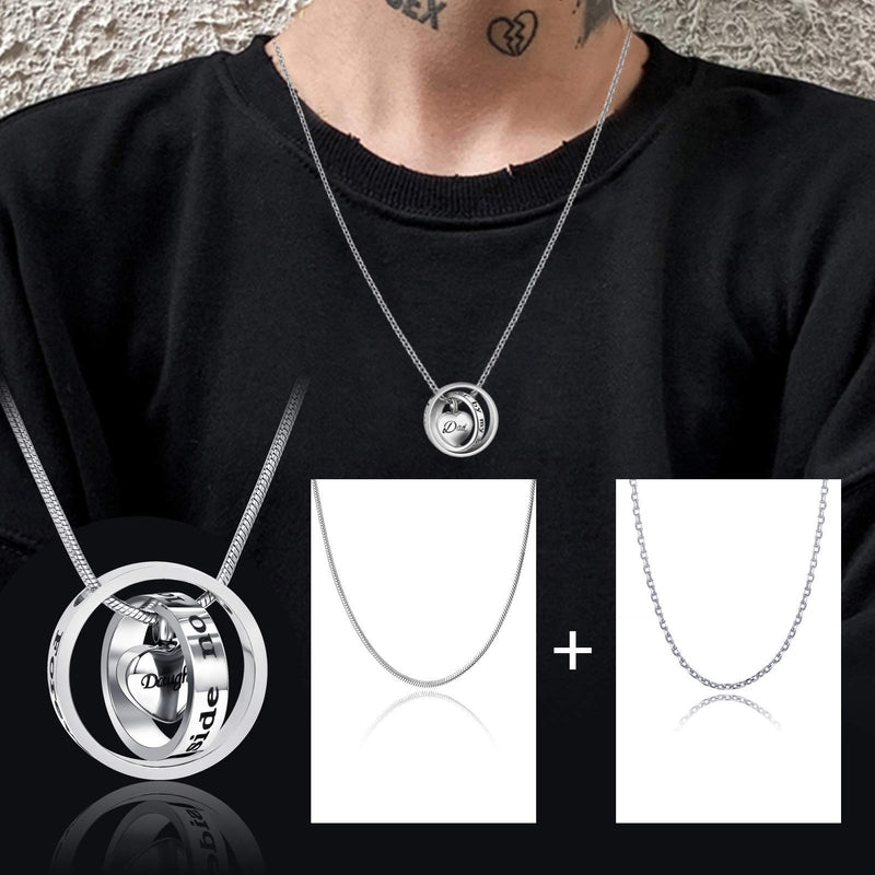 [Australia] - YSAHan Double Rings Heart Cremation Urn Necklace Ashes for Human Keepsake Memroial Stainless Steel Waterproof Jewelry Carved Forever in My Heart No Longer by My Side Wife 