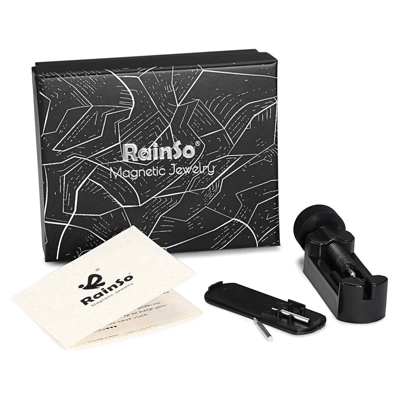 [Australia] - RainSo Mens Titanium Steel Double Row Strength Magnetic Wristbands Bracelet with 3500 Gauss with Gift Box(BLACK) 
