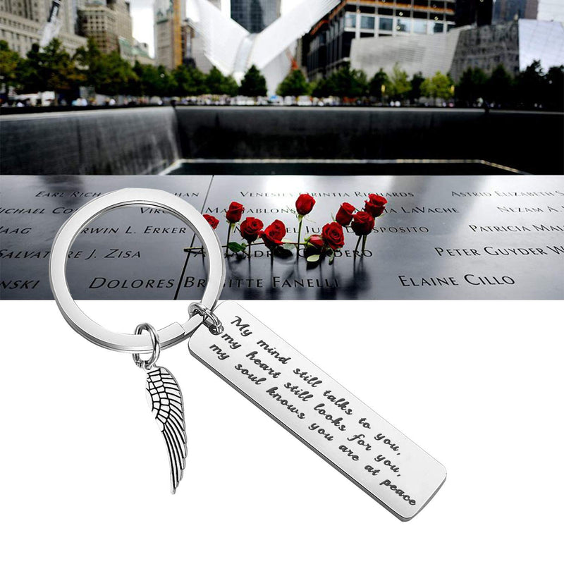[Australia] - PLITI Sympathy Keychain In Memory Of Loved One Angel Wing Keychain My Mind Still Talks To You My Heart Still Looks For You My Soul Knows You Are At Peace Memorial Gifts Mind Talks to You 