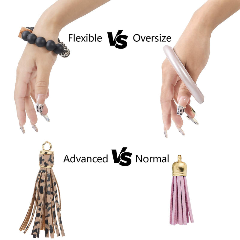 [Australia] - Bracelet Keychain Wristlet, YUOROS Silicone Bead Key Ring Bracelet for Women A Leopard 