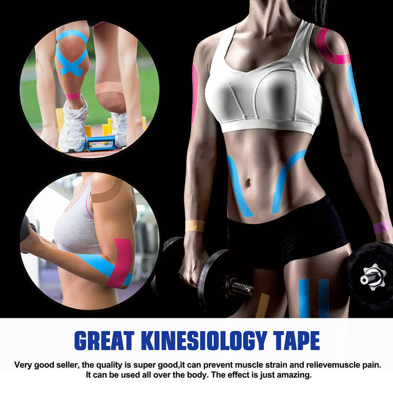 [Australia] - Kinesiology Tape Precut(3 Pack) Elastic Therapeutic Sports Tape Water Resistant Athletic Tape for Knees, Ankles, Shoulder, Elbow, Pain Relief and Injury Recovery 2 Inch x 16.4 feet Per Roll (3 Pack) Blue 