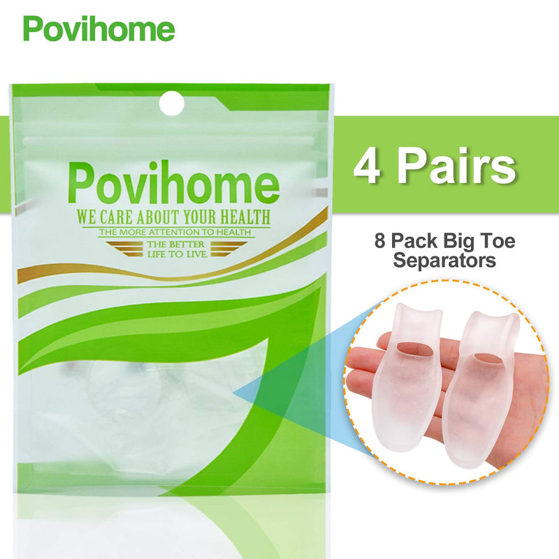 [Australia] - Povihome 8 Pack Bunion Cushion and Protector(1/2'' Thick), Bunion Pads, Bunion Corrector and Bunion Relief with Gel Shield, Treat Pain in Big Toe Joint, Realign Big Toe and Relieve Bunion Pain 