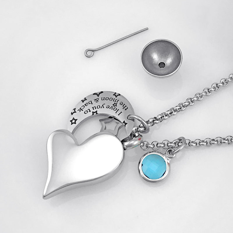 [Australia] - YOUFENG Urn Necklaces for Ashes I Love You to The Moon and Back for Dad Cremation Urn Locket Birthstone Jewelry February urn necklace 