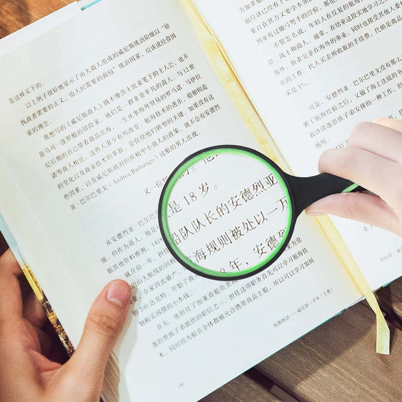 [Australia] - 10X Shatterproof Magnifying Glass 10X Large Handheld Magnifying Glass for Seniors Kids 75mm Magnifying Lens with Non-Slip Rubber Handle Magnifier Glass for Reading Science Insect Hobby Observation 