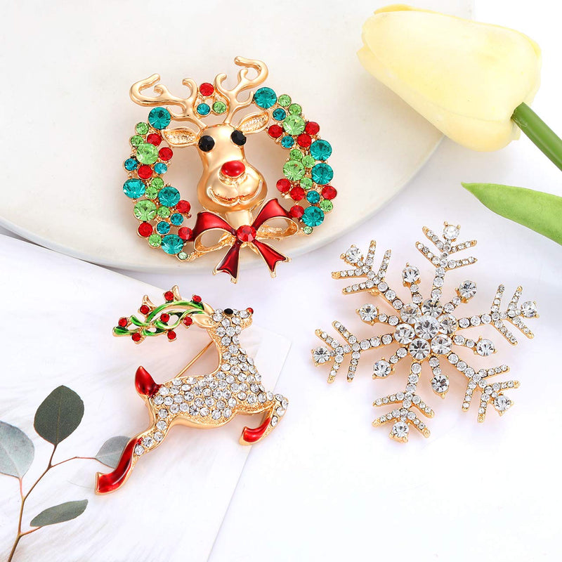 [Australia] - NVENF Christmas Brooch Pins Girls Xmas Elk Reindeer Pins Set Festive Holiday Snowflake Brooches for Woman Party Ornaments Style A 