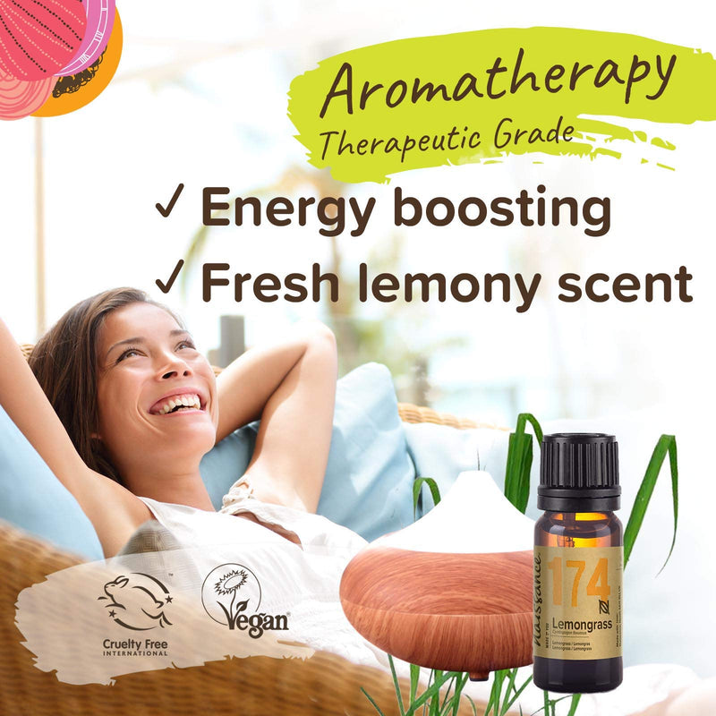 [Australia] - Naissance Lemongrass (Flexuosus) Essential Oil (#174) 10ml - Pure, Natural, Steam Distilled, Cruelty Free, Vegan & Undiluted - for use in Aromatherapy and Diffusers 