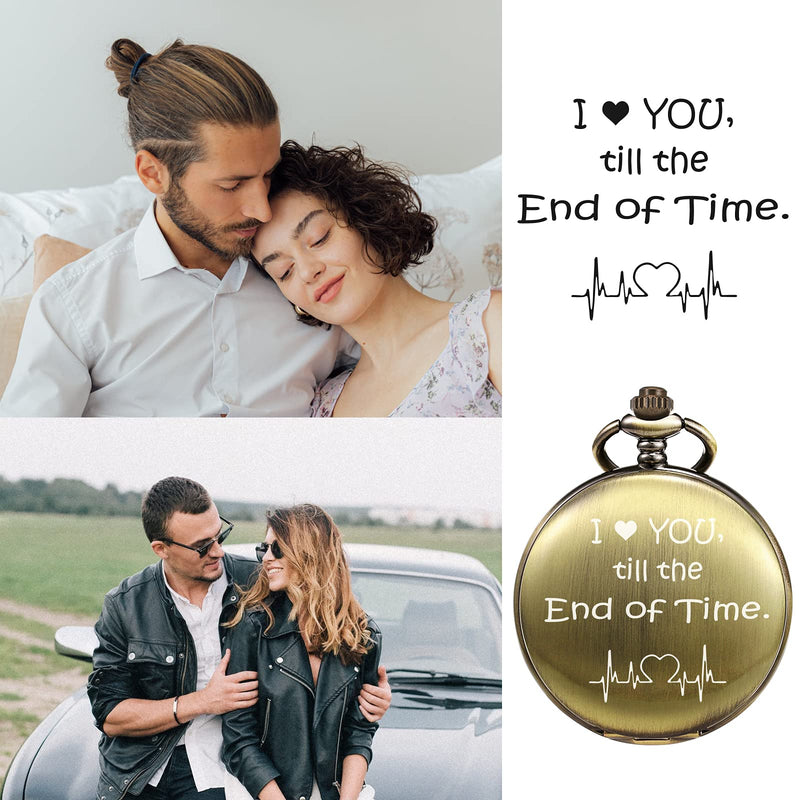 [Australia] - TREEWETO Men's Pocket Watch Gifts for Husband Boyfriend Birthday Valentines Day Wedding Anniversary Fathers Day Christmas, Personalized Engraving for Him Bronze 