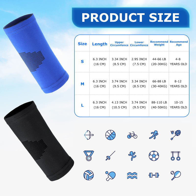 [Australia] - Kids Elbow Brace Knit Compression Elbow Sleeve Compression Brace Gym Arm Sleeve Gym Elbow Support for Boys and Girls Teen Weight Lifting Sports(2 Pieces,Medium) 2 Medium 
