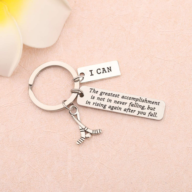 [Australia] - FUSTMW Hockey Gift Ice Hockey Charm Keychain Inspirational Hockey Team Gift Ice Hockey Players Gift for Hockey Moms & Coaches silver 