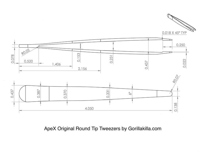 [Australia] - ApeX Original Round Tip Tweezers w Leather Sheath Guaranteed for Life by Gorillakilla Made in USA 