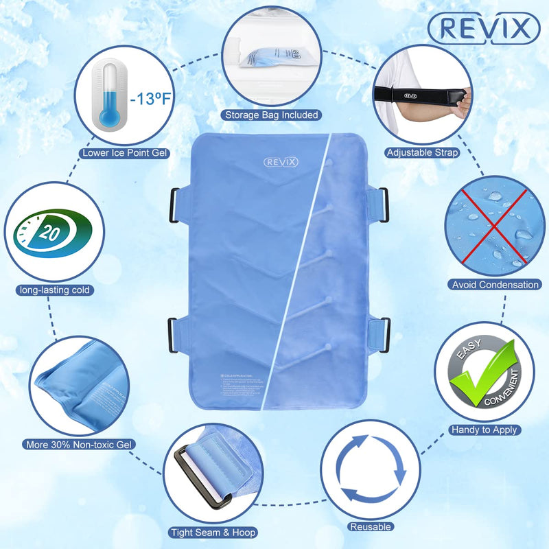 [Australia] - REVIX Full Back Ice Pack for Injuries Reusable Large Gel Ice Wrap for Back Pain Relief from Swelling, Bruises & Sprains by Cold Compression Therapy, XXL 
