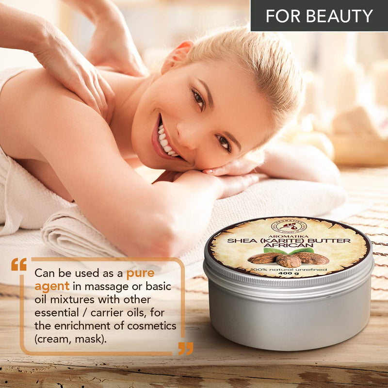 [Australia] - Shea Butter Cold Pressed 400g - Unrefined African Shea Butter - Ghana - 100% Pure & Natural - Best for Hair - Skin - Lip - Face - Body Care - Karite Shea Butter - Aluminium jar 