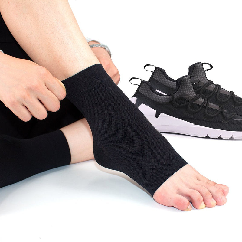 [Australia] - Ailaka 20-30 mmHg Plantar Fasciitis Compression Socks, Heel Foot Support Ankle Sleeves, Ankle Pain Relief for Men, Women, Nurses, Maternity, Pregnancy S Black 