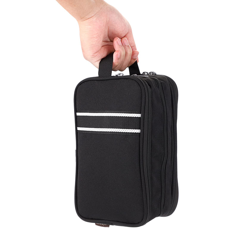 [Australia] - IGNPION Travel Toiletry Wash Bag Dry & Wet Separation Gym Shaving Organiser Bag with 3 Compartments （Black） Black 