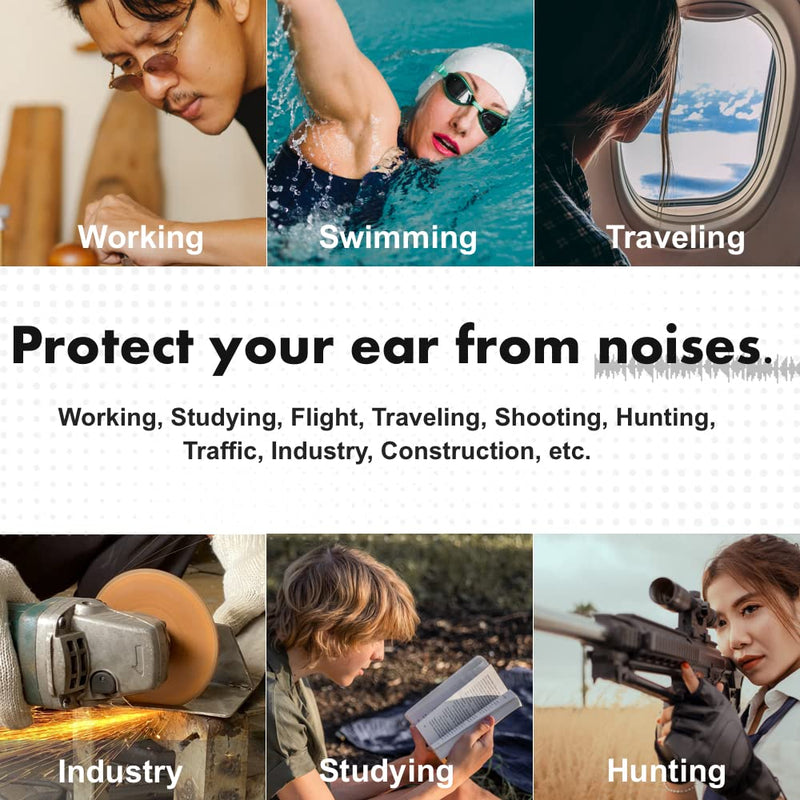 [Australia] - Ear Plugs for Sleeping, Acousdea Reusable Moldable Silicone Ear Plugs, Waterproof, Suitable for Sleeping, Swimming, Working, Studying, Noise Cancelling up to 40 dBSPL w/ Carry Case, 3 Pairs Pretty Blue+simple Green+all Black 