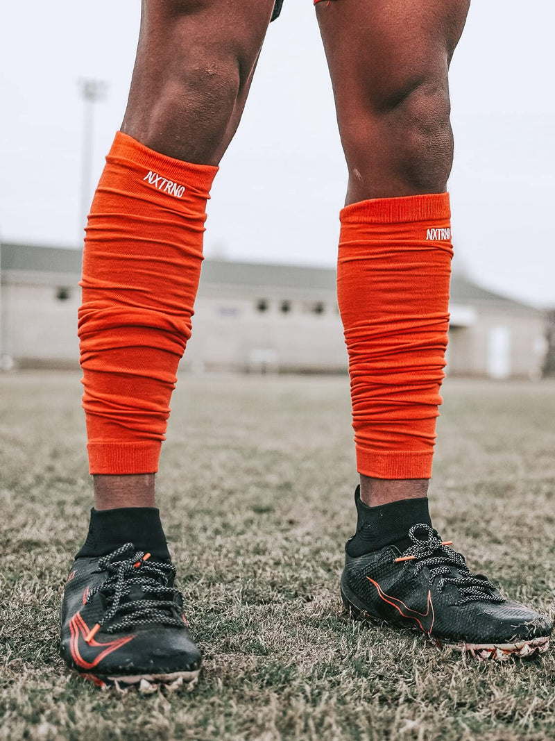 [Australia] - Nxtrnd Football Leg Sleeves, Calf Sleeves for Men & Boys, Sold as a Pair Orange One Size 