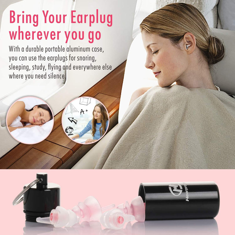 [Australia] - Sleeping Ear Plugs, Hearprotek 2 Pairs Ear Plugs (32db & 30db) Ultra Soft Noise Reduction and Hearing Protection earplugs for Side Sleepers, snoring, Travel, Working, Safety (Pink) Pink 